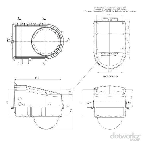 D2 Base Drawing - PTZ Security Camera Housing
