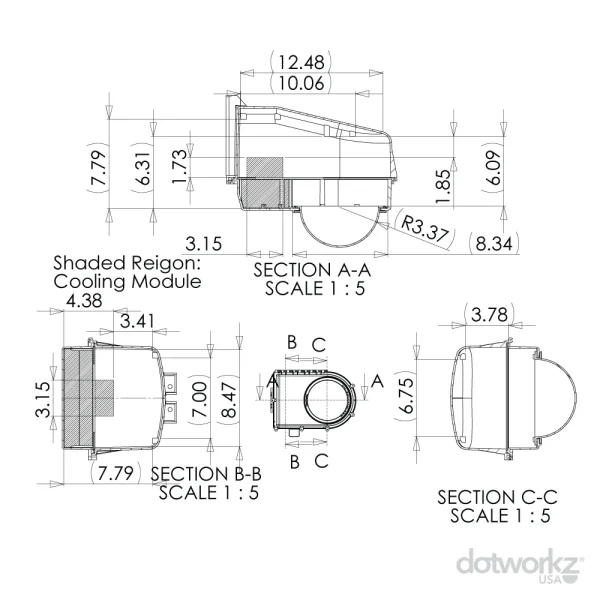 D2 CoolDome Drawing - PTZ Security Camera Housing