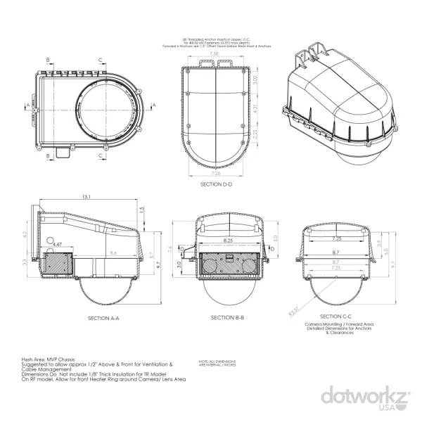 D2 MVP Drawing - PTZ Security Camera Housing