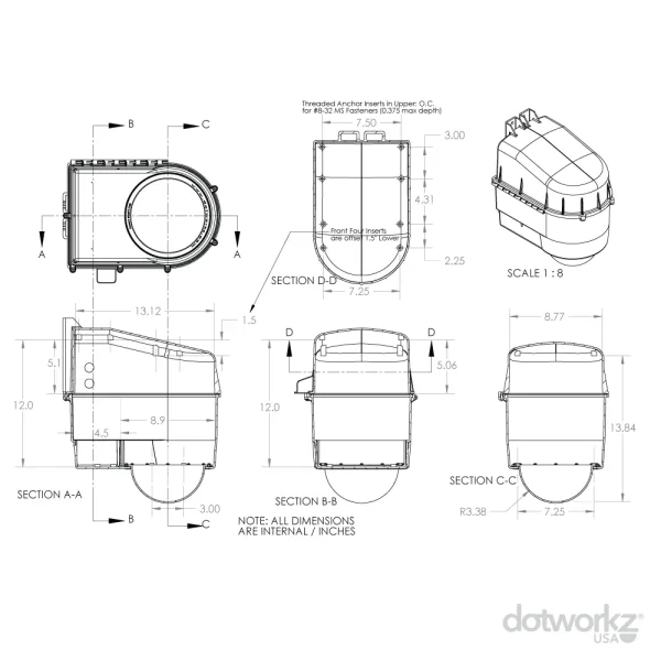 D3 Base Drawing - PTZ Security Camera Housing