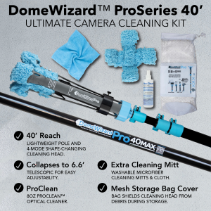 DomeWizard ProSeries 40-Foot camera cleaning kit with carbon fiber pole for high-reach outdoor security camera maintenance
