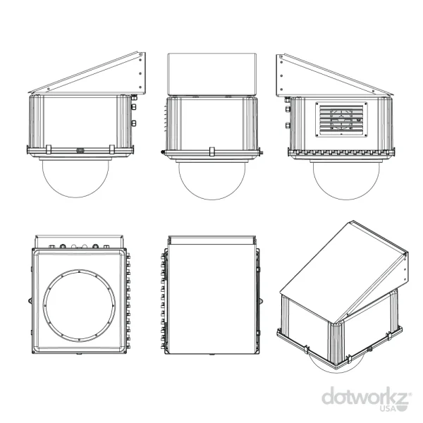 HD12 CoolDome Drawing - PTZ Security Camera Housing