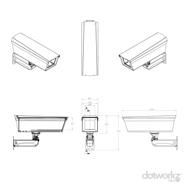 STXL Base Drawing - Static / Fixed Security Camera Housing
